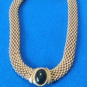 Vintage 80s Goldtone Mesh Statement Necklace